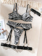 Sexy Lingerie Set in Pink Leopard Mesh – BH, Handschuhe & Beinlinge