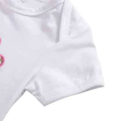 2-teiliges Sommer-Outfit für Baby-Mädchen – Kurzarm-Romper mit Print + Hose | Neugeborenen-Set 0–18 Monate