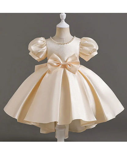 Elegantes Sommerkleid für Mädchen mit Schleife – Kurzarm Ballkleid für Party & besondere Anlässe (1–10 Jahre)