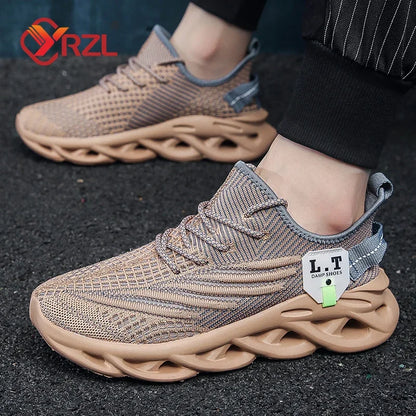 YRZL Herren Sportsneaker – Atmungsaktive Mesh-Jogging Schuhe | Leichte Outdoor-Laufschuhe in Schwarz mit Stoßdämpfung