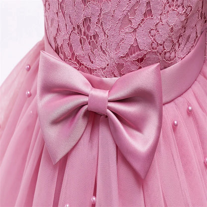 Vintage Prinzessinnenkleid mit Spitze & Stickerei – Luxuriöses Partykleid für Mädchen mit Rüschen & Goldakzenten (1–5 Jahre)