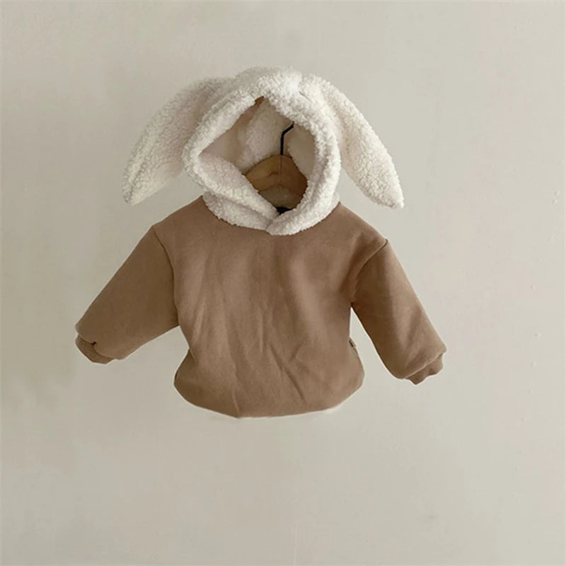 Kuscheliges Winter-Set für Babys – Fleece Hoodie mit Tierkapuze (Hase/Bär) + Hose – Warm & Süß (0–24 Monate)