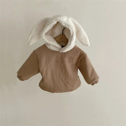 Kuscheliges Winter-Set für Babys – Fleece Hoodie mit Tierkapuze (Hase/Bär) + Hose – Warm & Süß (0–24 Monate)