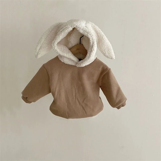 Kuscheliges Winter-Set für Babys – Fleece Hoodie mit Tierkapuze (Hase/Bär) + Hose – Warm & Süß (0–24 Monate)