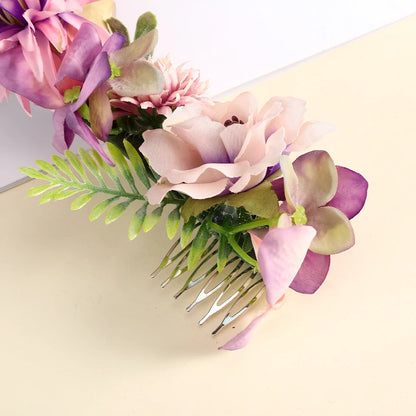 Romantischer Braut-Haarkamm mit Blumen – Rattan-Stil Haaraccessoire für Hochzeiten & besondere Anlässe
