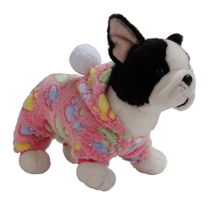 Weiche Flanell-Hundepyjama mit Streifen – Warmes Vierbeiniges Haustierkostüm für Herbst & Winter