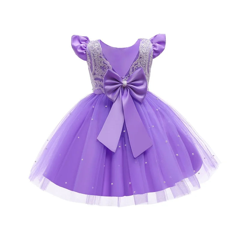 Elegantes Weihnachtskleid für Mädchen – Rückenfreies Prinzessinnenkleid mit Schleife – Festliches Ballkleid für Gala, Geburtstag & Hochzeit (Grün)