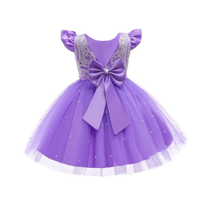 Elegantes Weihnachtskleid für Mädchen – Rückenfreies Prinzessinnenkleid mit Schleife – Festliches Ballkleid für Gala, Geburtstag & Hochzeit (Grün)