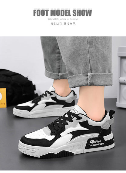 Herren Sneaker Herbst 2023 – Bequeme Plattform-Schuhe | Trendige weiße Schnürsneaker – Vulcanisierte Freizeitschuhe