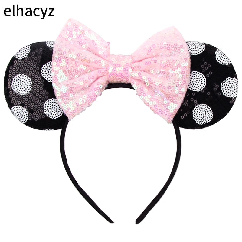 2025 Disney Minnie Maus Haarreif mit Stickerei & Pailletten – Party-Accessoire für Kinder & Erwachsene