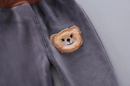 Warmer 3-teiliges Winter-Set für Babys – Kapuzenjacke mit Bärenmotiv, Weste & Hose – Baumwoll-Fleece für Jungen & Mädchen (1–3 Jahre)