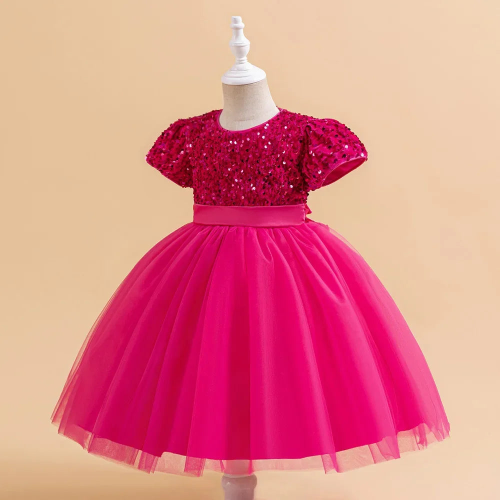 Elegantes Prinzessinnenkleid für Mädchen mit Pailletten & Tüll – Festliches Kleid für Auftritte, Feiern & besondere Anlässe