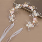 Frühlingshafte Boho Blumenkrone mit Perlen für Mädchen – Hochzeit Haarschmuck & Blumen-Haarreif | Kinder Geschenk