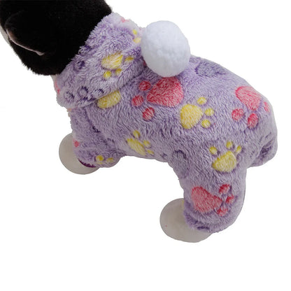Weiche Flanell-Hundepyjama mit Streifen – Warmes Vierbeiniges Haustierkostüm für Herbst & Winter