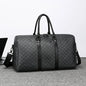 Herren Reisetasche – Schwarze PU-Ledertasche mit großem Fassungsvermögen und geometrischem Muster – Schultertasche für Business & Reisen