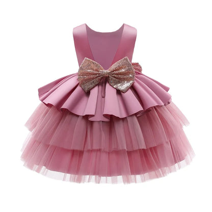 Elegantes Weihnachtskleid für Mädchen – Rückenfreies Prinzessinnenkleid mit Schleife – Festliches Ballkleid für Gala, Geburtstag & Hochzeit (Grün)