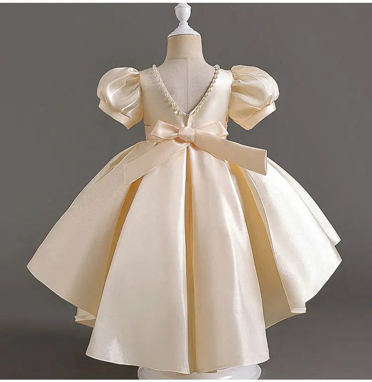 Elegantes Sommerkleid für Mädchen mit Schleife – Kurzarm Ballkleid für Party & besondere Anlässe (1–10 Jahre)