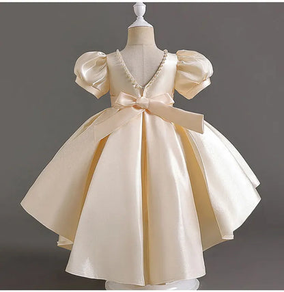 Elegantes Sommerkleid für Mädchen mit Schleife – Kurzarm Ballkleid für Party & besondere Anlässe (1–10 Jahre)