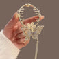 Elegante Haarkralle mit Blumen-Quaste – Schmetterling, Strass & Perlen – Haarclip für Damen | Dutt- & Zopfhalter Accessoire