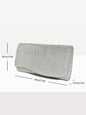 Damen Glitzer Clutch – Envelope-Abendtasche mit Kette in Silber – Elegante Mini-Handtasche für Hochzeit & Party