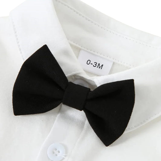 👔 Frühlings-Westenanzug für Jungen – Gentleman-Set mit Langarm-Body, Weste, Hose & Fliege (3–24 Monate)