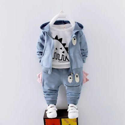 Winter-Set für Jungen (1–4 Jahre) – 3-teilig: Warmes Dino-Outfit mit Kapuzenjacke, Shirt & Hose – Fleecegefüttert