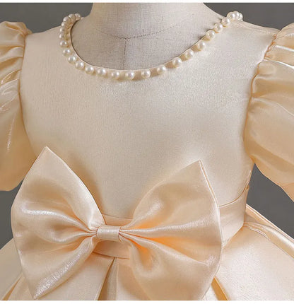 Elegantes Sommerkleid für Mädchen mit Schleife – Kurzarm Ballkleid für Party & besondere Anlässe (1–10 Jahre)