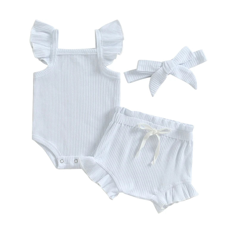 Sommer Baby Unisex 2-tlg. Set – Rüschenträger-Body & Shorts | Weiches Baumwoll-Outfit für Mädchen & Jungen (0–18 Monate)
