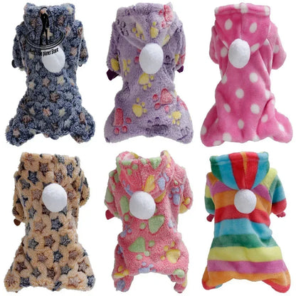 Weiche Flanell-Hundepyjama mit Streifen – Warmes Vierbeiniges Haustierkostüm für Herbst & Winter