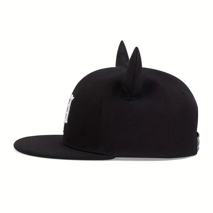Fashion Hip Hop Baseball Cap mit “P”-Stickerei – Verstellbare Snapback-Cap mit Hörnern für Herren – Streetwear Stil
