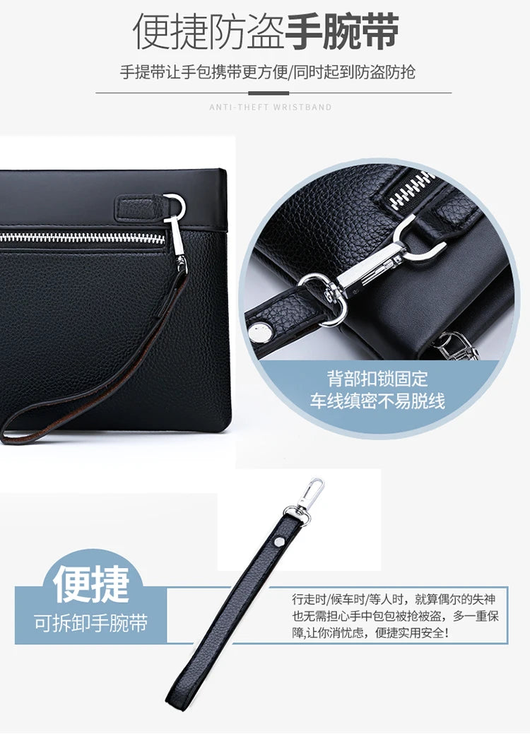 Herren Clutch Tasche – Elegante Business-Handtasche aus weichem PU-Leder – Stylische Freizeit- und Gürteltasche