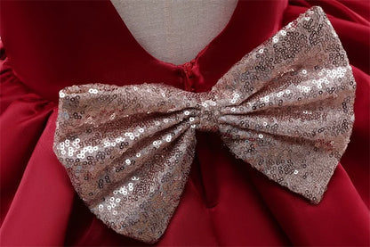 Elegantes Weihnachtskleid für Mädchen – Rückenfreies Prinzessinnenkleid mit Schleife – Festliches Ballkleid für Gala, Geburtstag & Hochzeit (Grün)