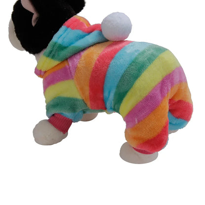 Weiche Flanell-Hundepyjama mit Streifen – Warmes Vierbeiniges Haustierkostüm für Herbst & Winter