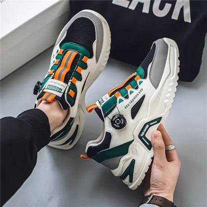 Herren Sneaker mit Rotationsverschluss – Koreanischer Stil | Bequeme Sportschuhe mit weicher Sohle & rutschfestem Profil – Ganzjahres-Freizeitschuhe