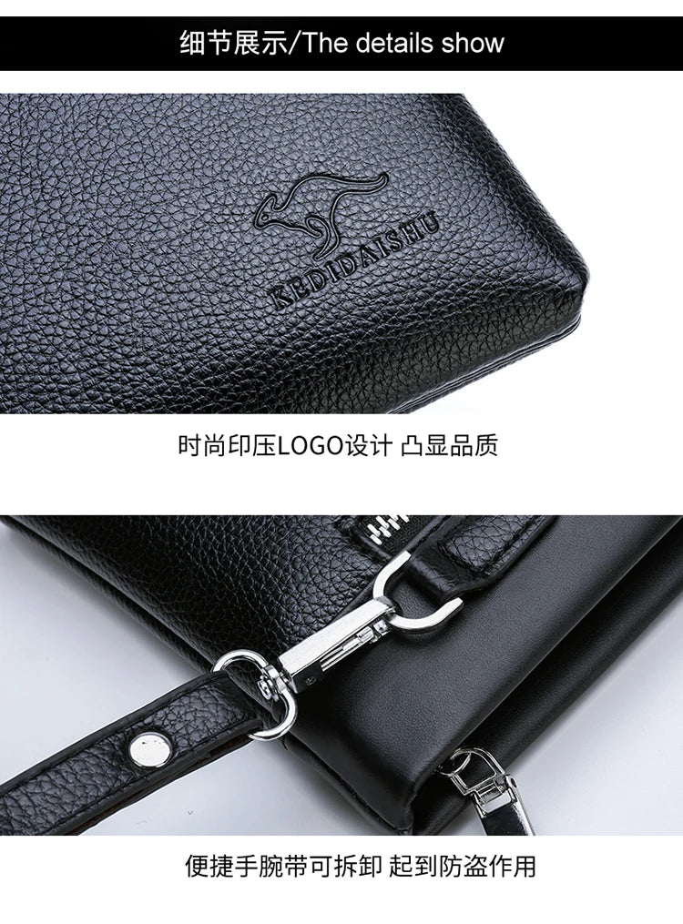 Herren Clutch Tasche – Elegante Business-Handtasche aus weichem PU-Leder – Stylische Freizeit- und Gürteltasche