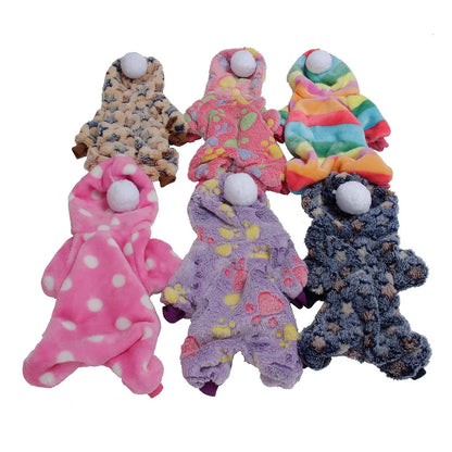 Weiche Flanell-Hundepyjama mit Streifen – Warmes Vierbeiniges Haustierkostüm für Herbst & Winter