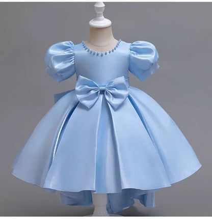 Elegantes Sommerkleid für Mädchen mit Schleife – Kurzarm Ballkleid für Party & besondere Anlässe (1–10 Jahre)