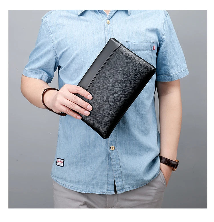Herren Clutch Tasche – Elegante Business-Handtasche aus weichem PU-Leder – Stylische Freizeit- und Gürteltasche