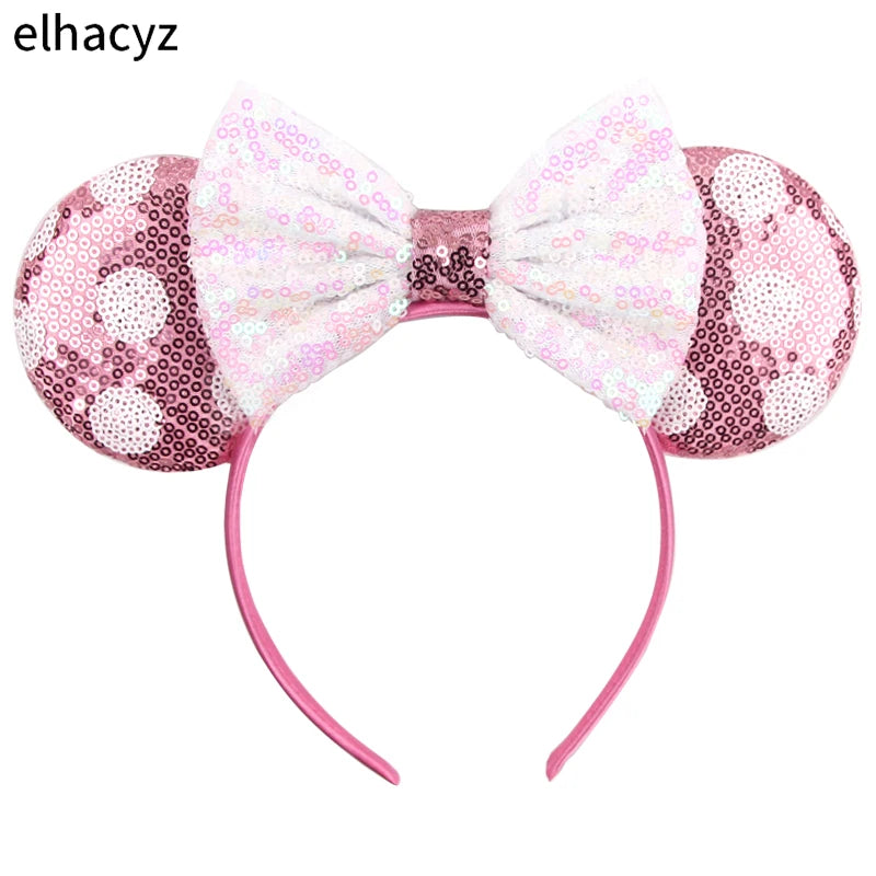 2025 Disney Minnie Maus Haarreif mit Stickerei & Pailletten – Party-Accessoire für Kinder & Erwachsene