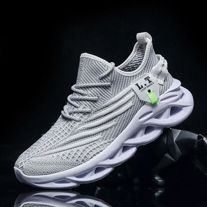 YRZL Herren Sportsneaker – Atmungsaktive Mesh-Jogging Schuhe | Leichte Outdoor-Laufschuhe in Schwarz mit Stoßdämpfung
