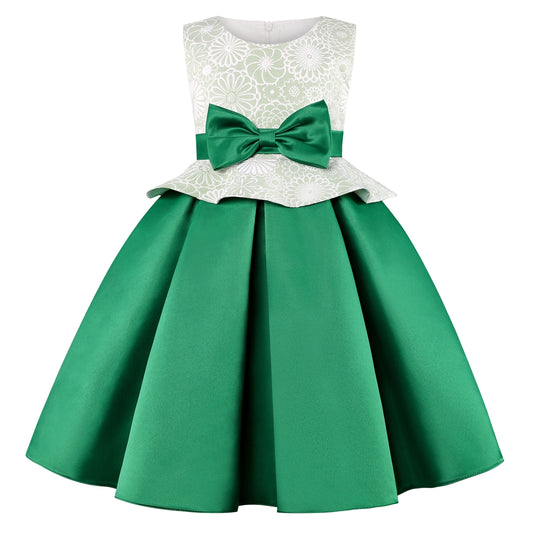 Elegantes Prinzessinnenkleid für Mädchen – Mit Schleife & Tüll – Blumenmädchenkleid für Hochzeit, Show & festliche Anlässe