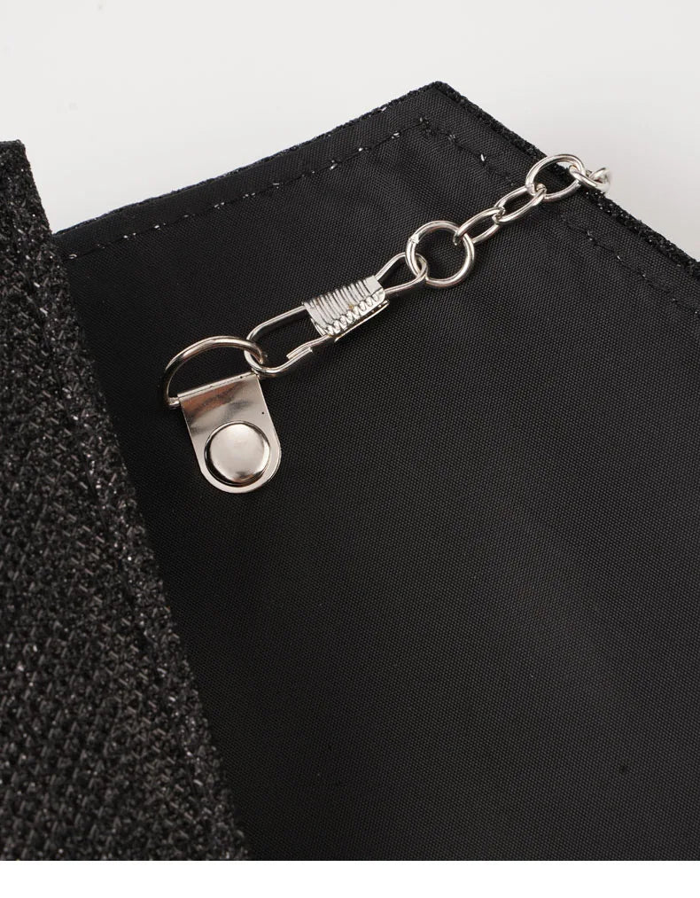 Damen Glitzer Clutch – Envelope-Abendtasche mit Kette in Silber – Elegante Mini-Handtasche für Hochzeit & Party