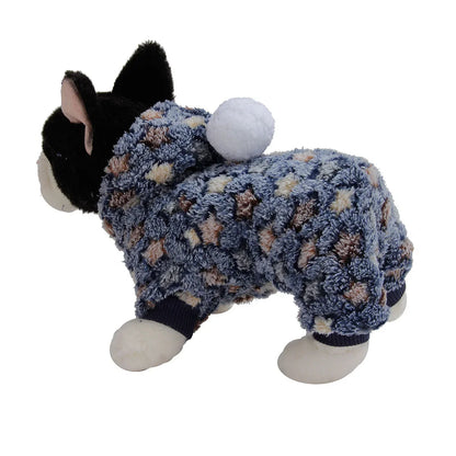 Weiche Flanell-Hundepyjama mit Streifen – Warmes Vierbeiniges Haustierkostüm für Herbst & Winter