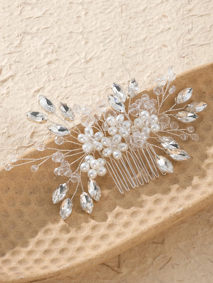 Handgefertigter Brauthaarkamm mit Kristallblumen – Elegantes Haarschmuck-Accessoire für Hochzeit, Party & festliche Anlässe
