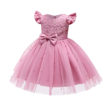 Vintage Prinzessinnenkleid mit Spitze & Stickerei – Luxuriöses Partykleid für Mädchen mit Rüschen & Goldakzenten (1–5 Jahre)