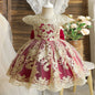 Vintage Prinzessinnenkleid mit Spitze & Stickerei – Luxuriöses Partykleid für Mädchen mit Rüschen & Goldakzenten (1–5 Jahre)