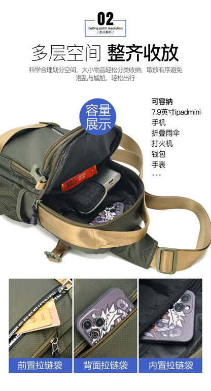 Große Herren Gürteltasche / Crossbody Bag – Leichte Oxford Brusttasche mit hoher Kapazität – Schultertasche für Alltag & Freizeit