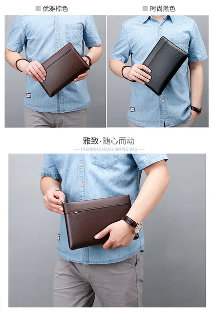 Herren Clutch Tasche – Elegante Business-Handtasche aus weichem PU-Leder – Stylische Freizeit- und Gürteltasche