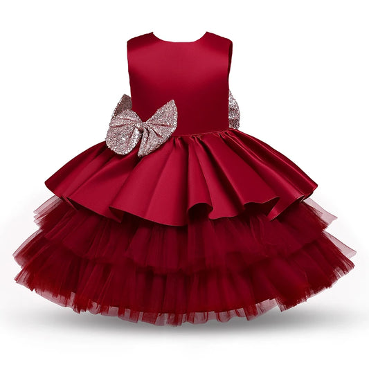 Elegantes Weihnachtskleid für Mädchen – Rückenfreies Prinzessinnenkleid mit Schleife – Festliches Ballkleid für Gala, Geburtstag & Hochzeit (Grün)