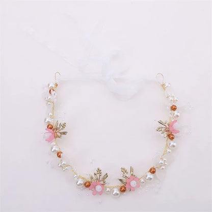 Frühlingshafte Boho Blumenkrone mit Perlen für Mädchen – Hochzeit Haarschmuck & Blumen-Haarreif | Kinder Geschenk